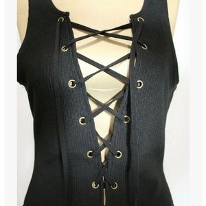 Tularosa black lace up bodysuit